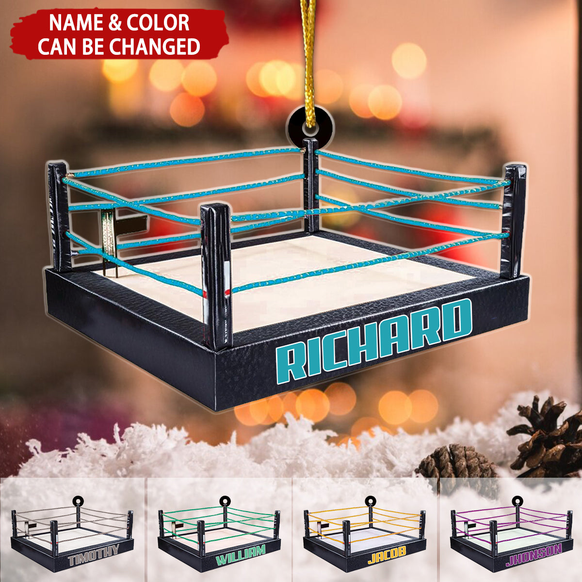 Christmas Wrestling Arena - Personalized Acrylic Ornament - Christmas Gift For Wrestle Lover