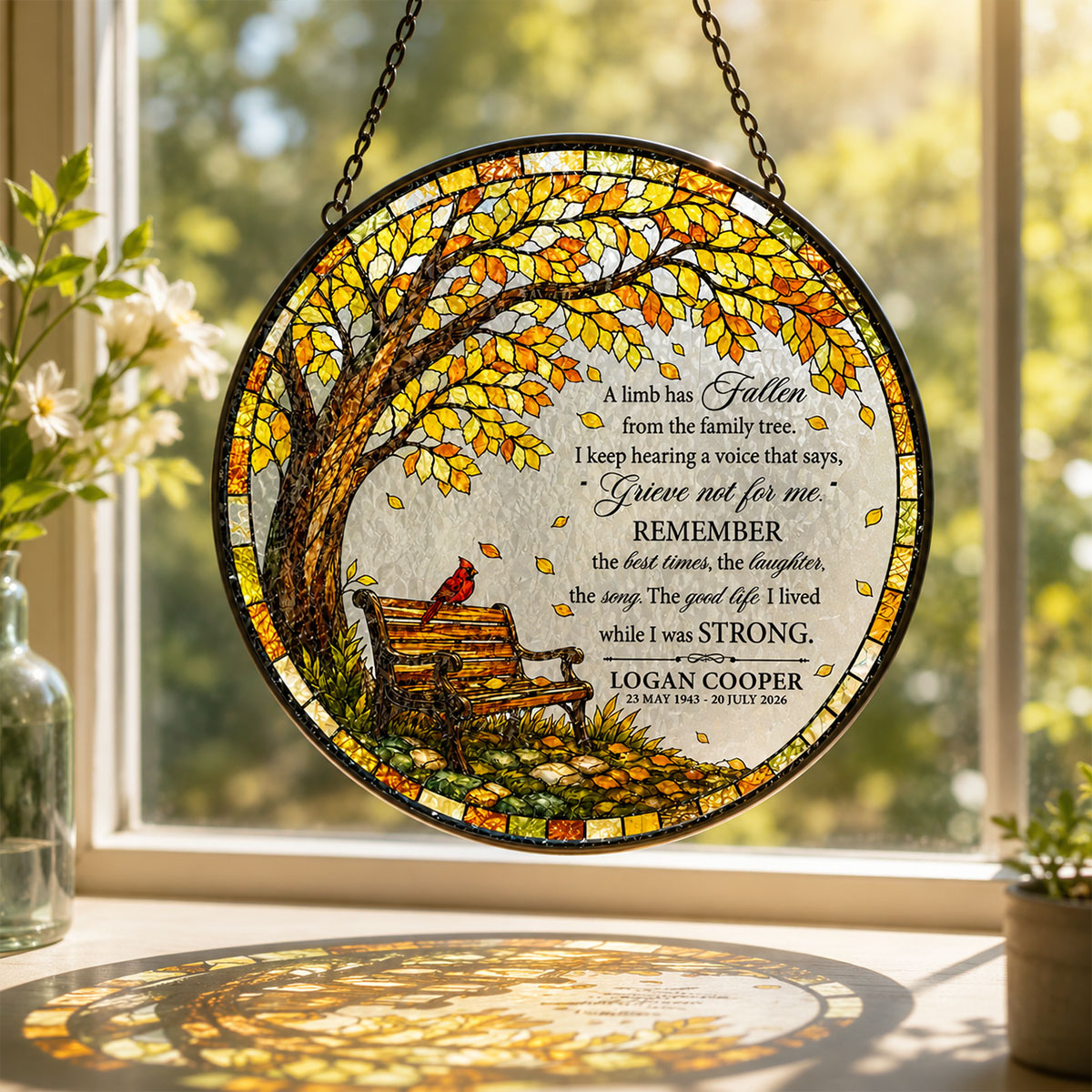 A Limb Has Fallen From The Family Tree Glass Suncatcher - Personalized Memorial Gifts