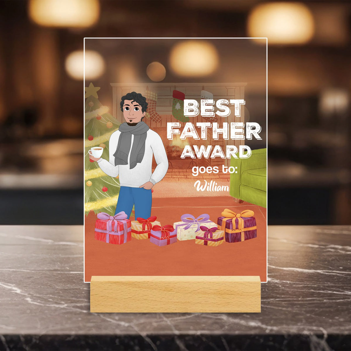 Best Father Award - Personalized Acrylic Plaque - Christmas Gift For Dad, Father