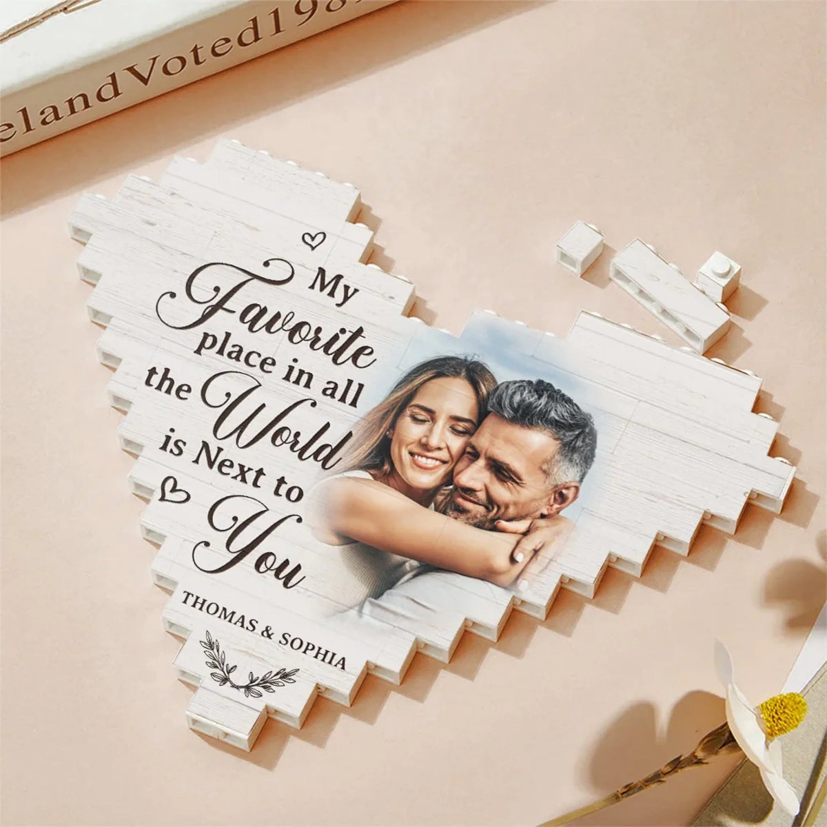 My Favorite Place In All The World - Personalized Building Block Puzzle - Anniversary Gift, Valentine's Day Gift For Couple