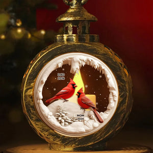 Cardinals In Winter Cave Christmas Personalized Christmas LED Lantern , Remembrance Gift, Sympathy Gift