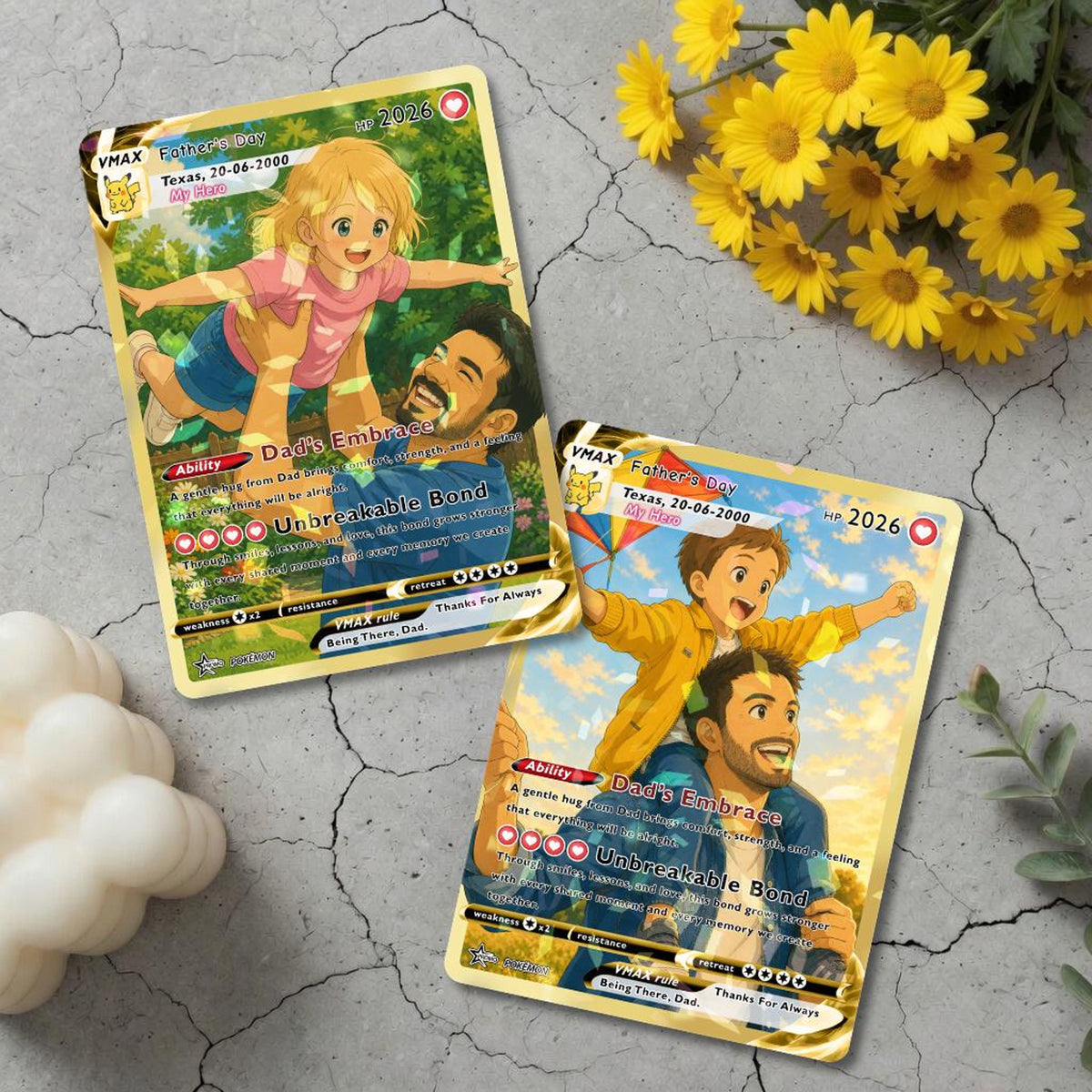 Custom Father & Kids PKM Card, Personalized Pokedad Card, Anime Photo Card, Gift From Kids, Family Keepsake Card, Anime Fan Papa Gift