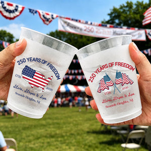 Personalized 4th of July Frosted Cups, Family Reunion Cups, Patriotic Party Favor, Beach & Lake House Cups, Backyard BBQ