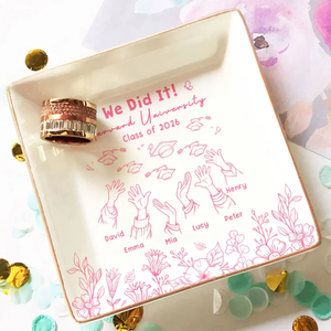 We Did It Graduation Gift For Friends - Personalized Jewelry Dish - Graduation Celebration Gift