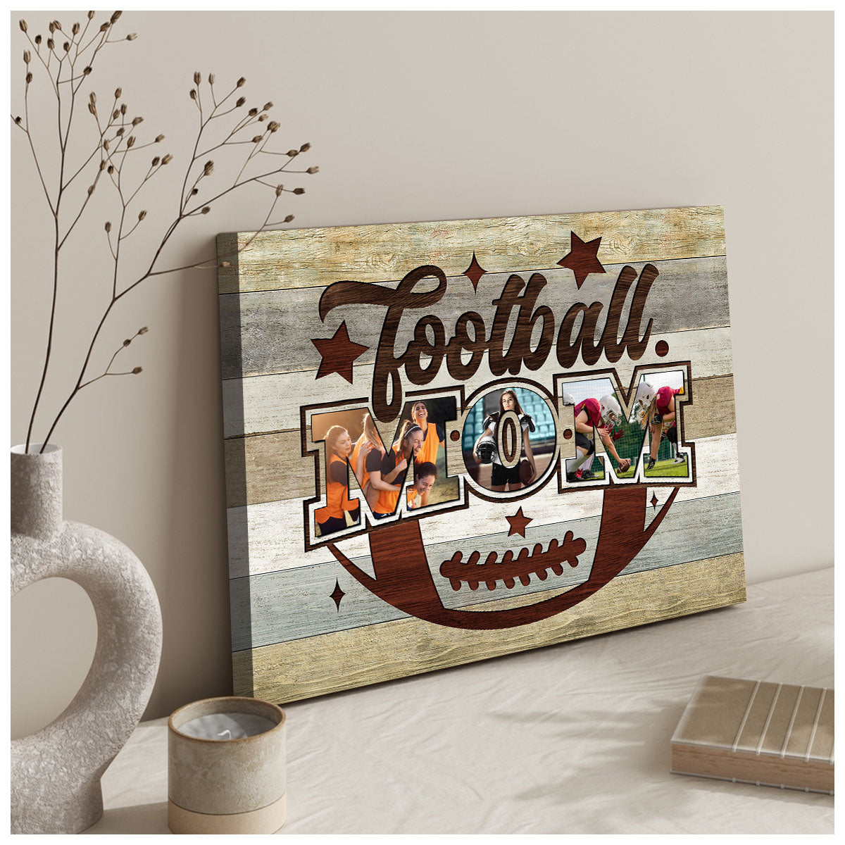 Personalized Photo Collage Gift For Football Mom Football Players Canvas Print