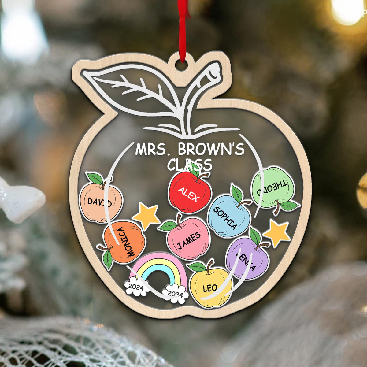 Christmas Teacher - Personalized 4D Shaker Ornament - Christmas Gift For Teacher