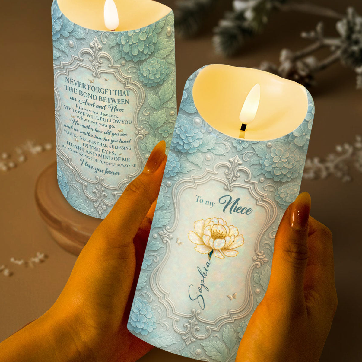Forever Bond Between Aunt And Niece, Personalized LED Light Candle, Gift For Niece