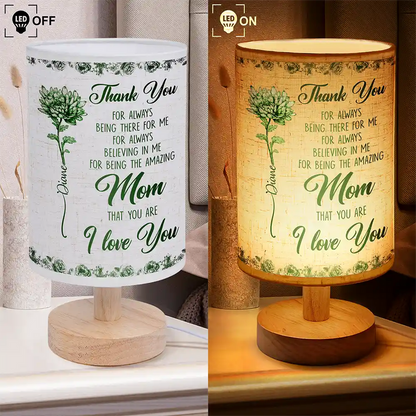 Mom I Love You Birth Flower Toile De Jouy - Personalized Fabric Lamp - Gift For Mother, Birthday Gift, Mother's Day Gift
