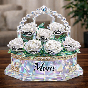 Mother's Rose Bouquet - Personalized Shape Acrylic Block - Gift For Mom, Grandma, Mother's Day Gift