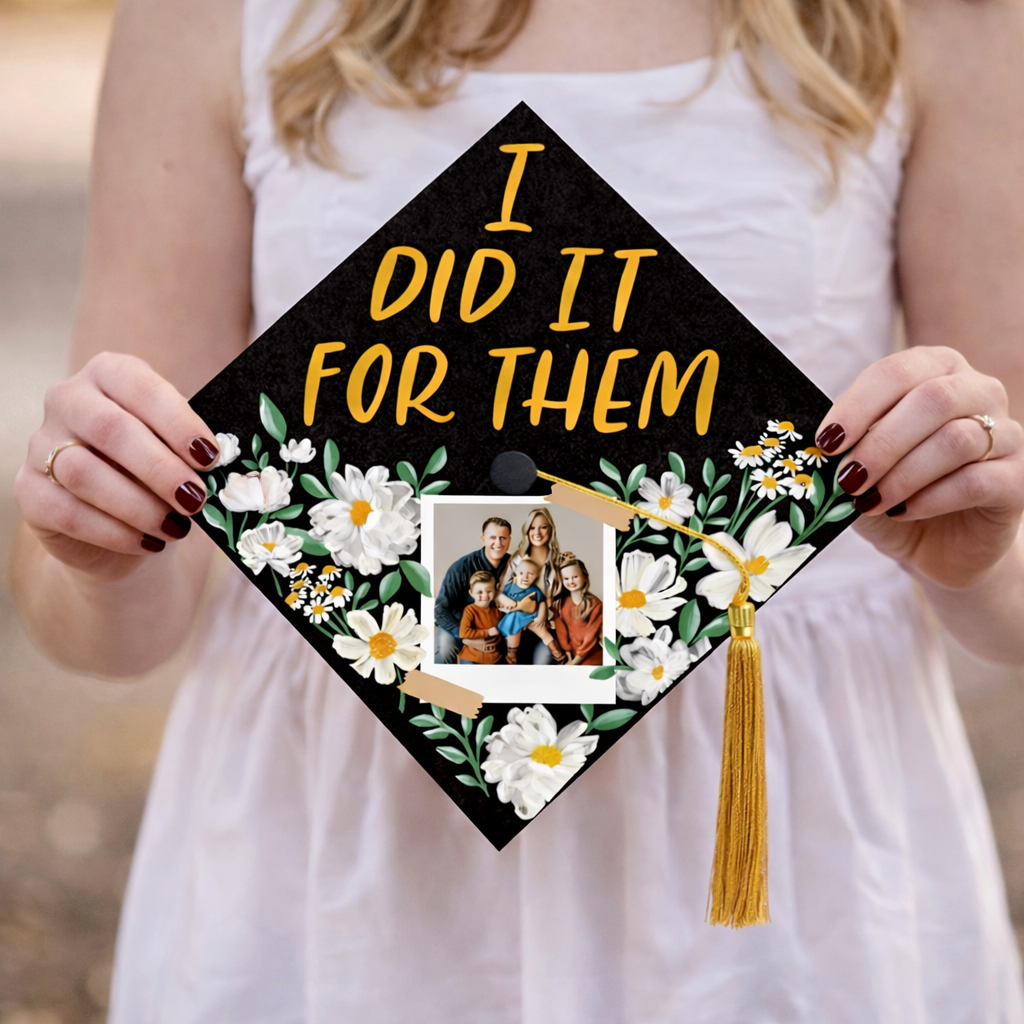 I Did It For Them Custom Family Photo, Personalized Graduation Cap Topper, Graduation Gift