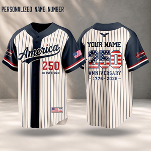 Personalized Name Number America 250 Jersey, 4th of July Baseball Shirt, USA Patriotic Jersey, Custom Name Number Independence Day Outfit