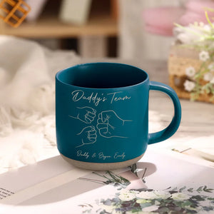 Best Dad Ever Fist Bump - Personalized Engraved Pottery Mug - Father's Day Gift for Dad