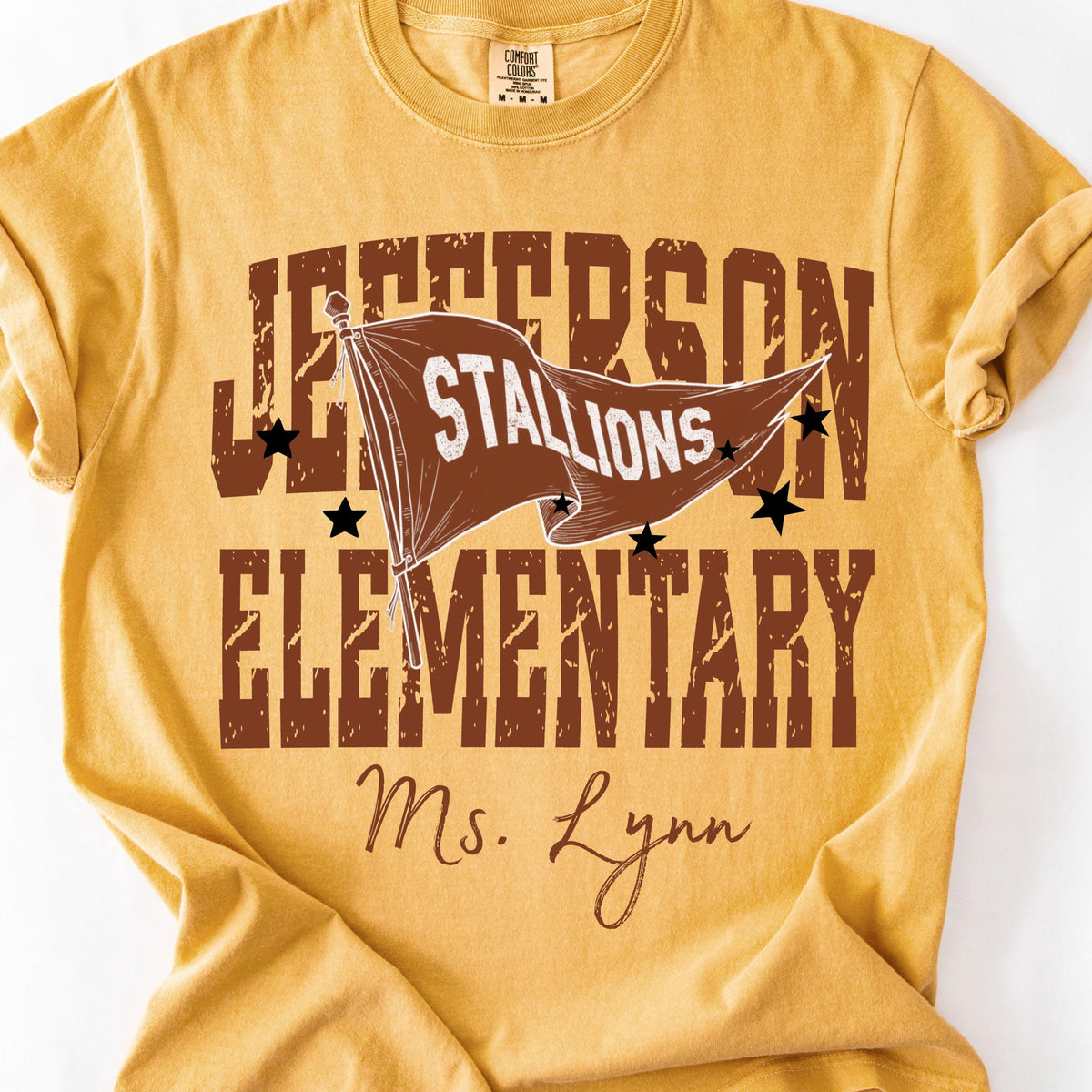 Comfort Colors Custom School Name Shirts, School Mascot Pennant Flag, Back To School Shirt