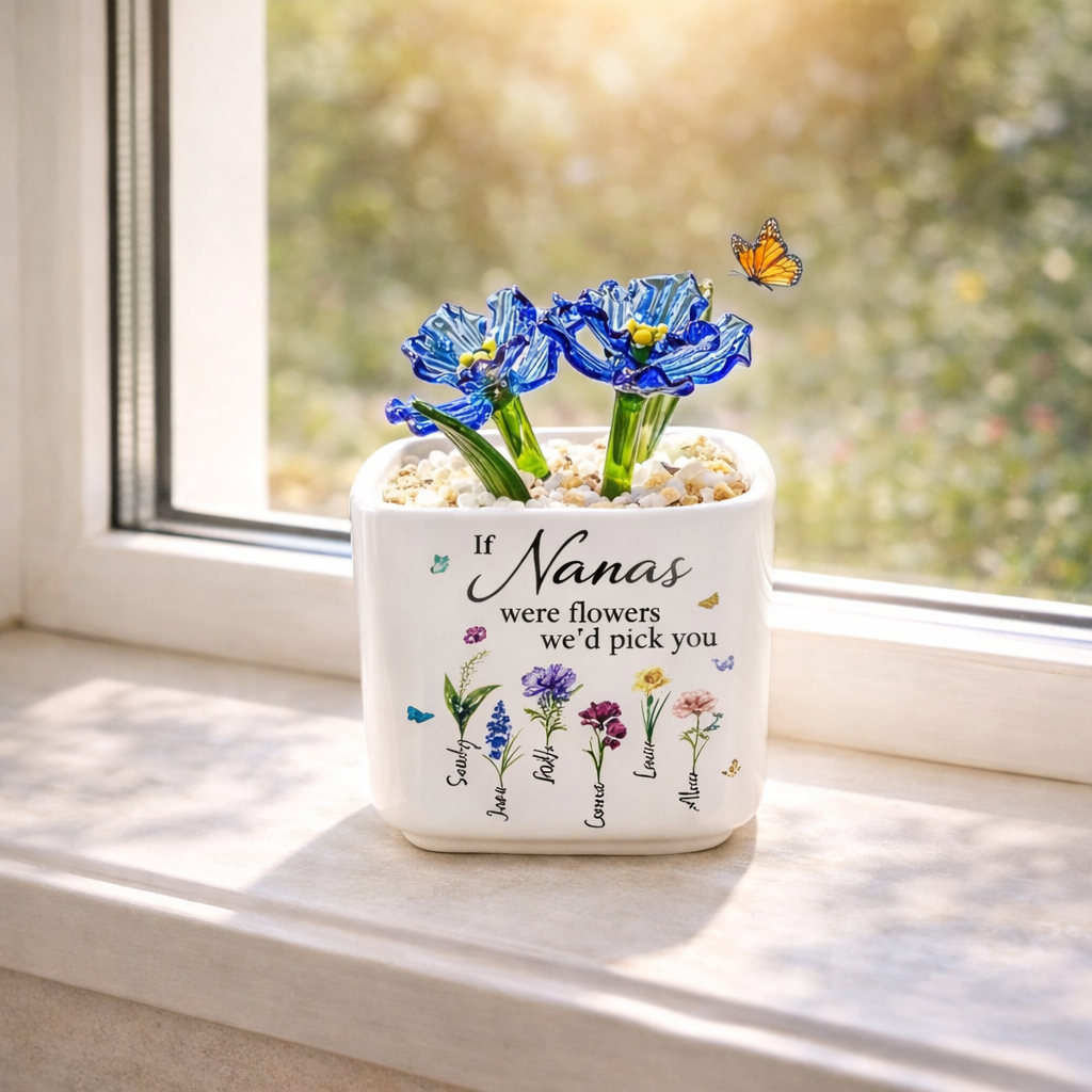If Nanas Were Flower Glass Pot, Personalized Grandma Gift, Hand Blown Everlasting Flower Plant, Mother's Day Gift for Nana
