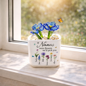 If Nanas Were Flower Glass Pot, Personalized Grandma Gift, Hand Blown Everlasting Flower Plant, Mother's Day Gift for Nana