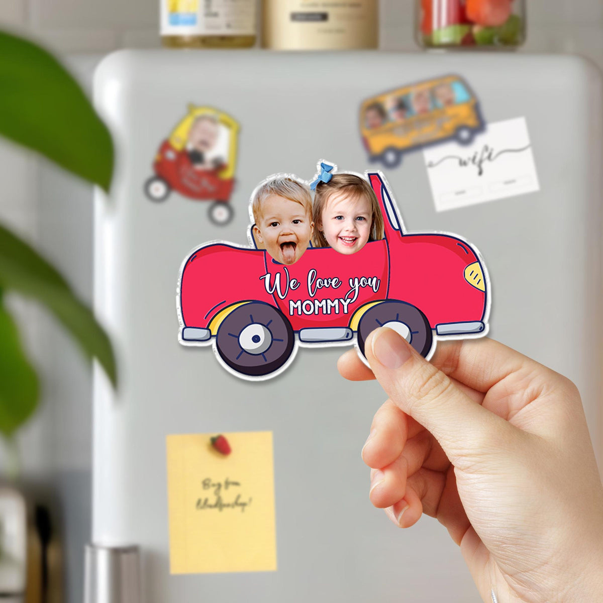 Personalized Mothers Day Gift For Grandma, Custom Kids Face Car Magnet Gift For Grandma, Gift For Mom, Funny Kids Photo Drive Car Magnet