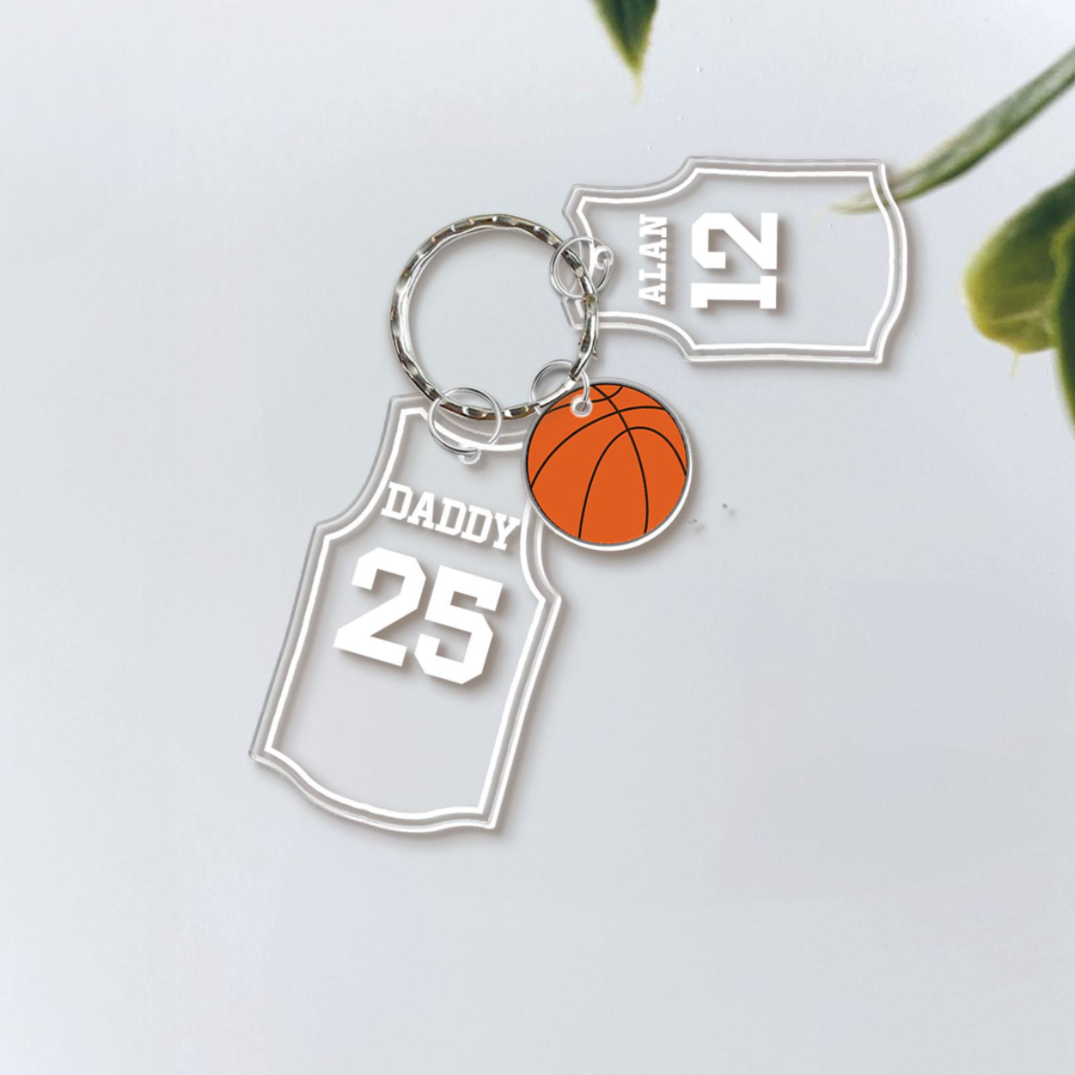 Daddy Basketball Team Keychain Gift, Father's Day Gift from Son Daughter, Personalized Keychain with Kid Names, Gift for Husband, Dad Gift