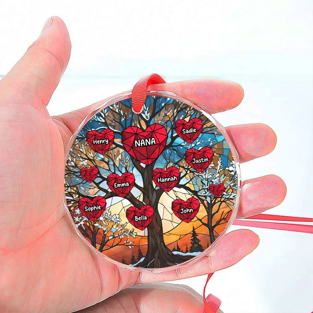 My Beloved Kids Glass Effect Tree - Personalized Crystal Ornament - Christmas Gift For Mom, Grandma & Kids
