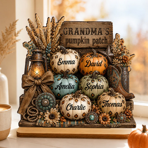 Grandma's Pumpkin Patch - Personalized 2-Layered Wooden Plaque - Fall Halloween Decor for Grandma