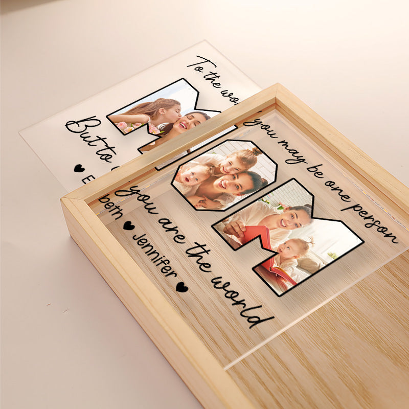 Mom You Are The World Custom Photo - Personalized Light Frame - Gift For Mom, Mother's Day Gift From Kids