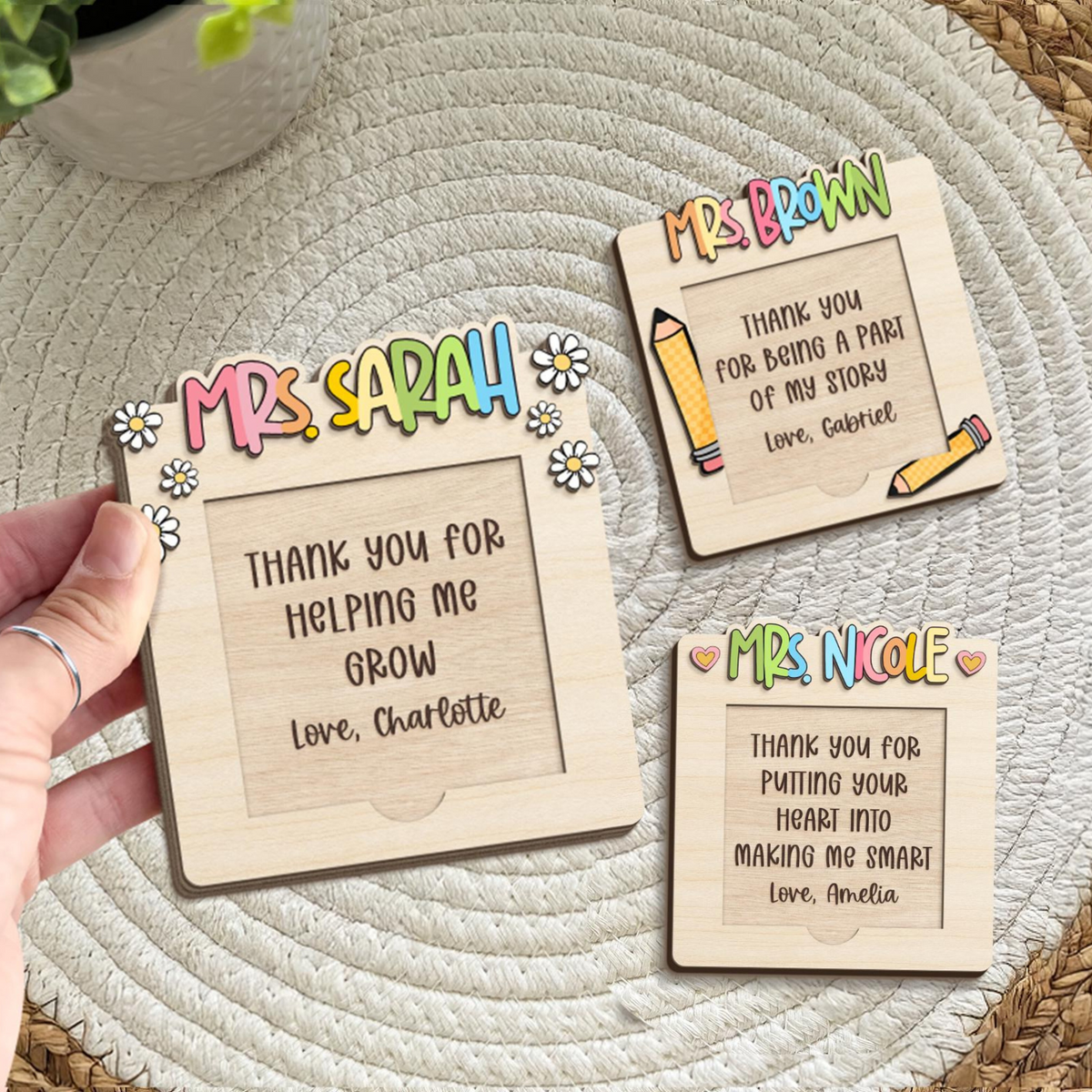 Personalized Teacher Appreciation Gifts, Custom Sticky Note Holder, Teacher Desk Decor, Thank You Gift, Gift For Teacher, Post Note Holder