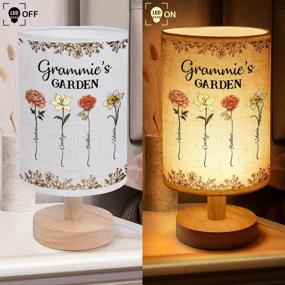 Grandma's Garden Birth Flower - Personalized Fabric Lamp - Gift For Grandma, Mother