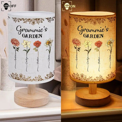 Grandma's Garden Birth Flower - Personalized Fabric Lamp - Gift For Grandma, Mother