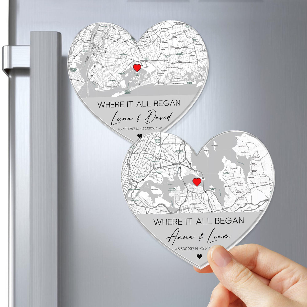Personalized Anniversary Gift, Custom Location Map Fridge Magnet, Where We Met Map Magnet, Gift For Him, Newly Engaged Gift, Couples Gift