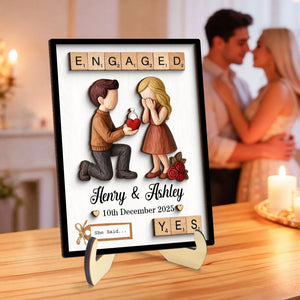 Couple Engagement Proposal - Personalized Wooden Plaque - Heartfelt Gift for Her, for Him