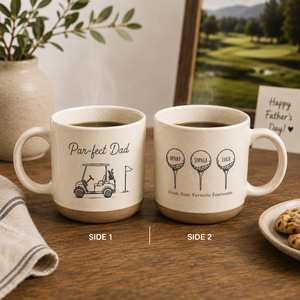 Personalized Best Dad By Par Pottery Mug, Custom Par-fect Dad Mug, Father Day Golf Gift, Golf Lover Gift For Him, Dad Birthday Gift