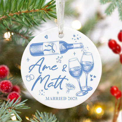 Personalized Christmas Married Ornament, First Christmas Married Ornament, Custom Mr Mrs Wedding Ornament, Wedding Keepsake Gift For Couples