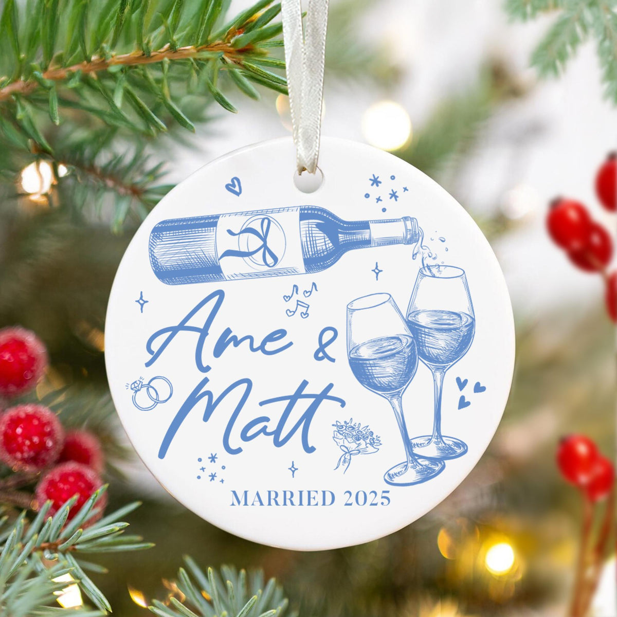Personalized Christmas Married Ornament, First Christmas Married Ornament, Custom Mr Mrs Wedding Ornament, Wedding Keepsake Gift For Couples