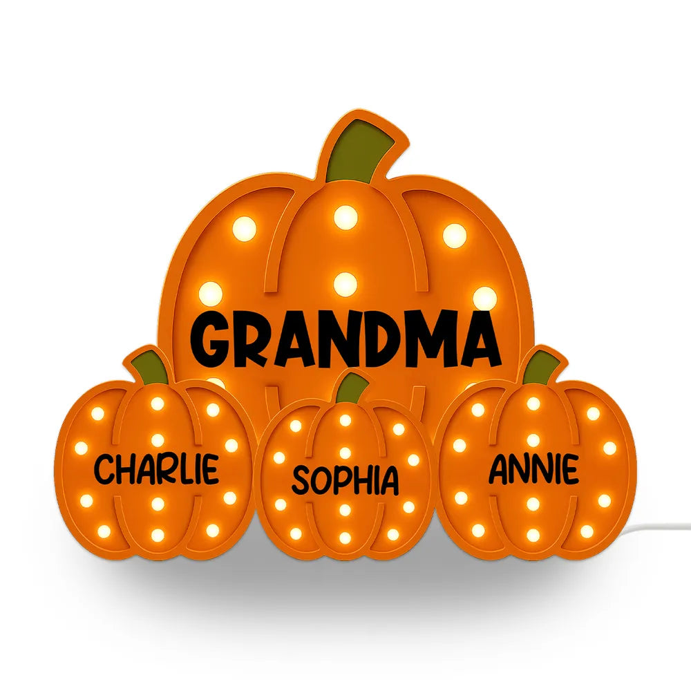 Mom Grandma Little Pumpkins - Personalized Acrylic Light Box - Gift For Mom, Grandma, Fall Season Home Decor
