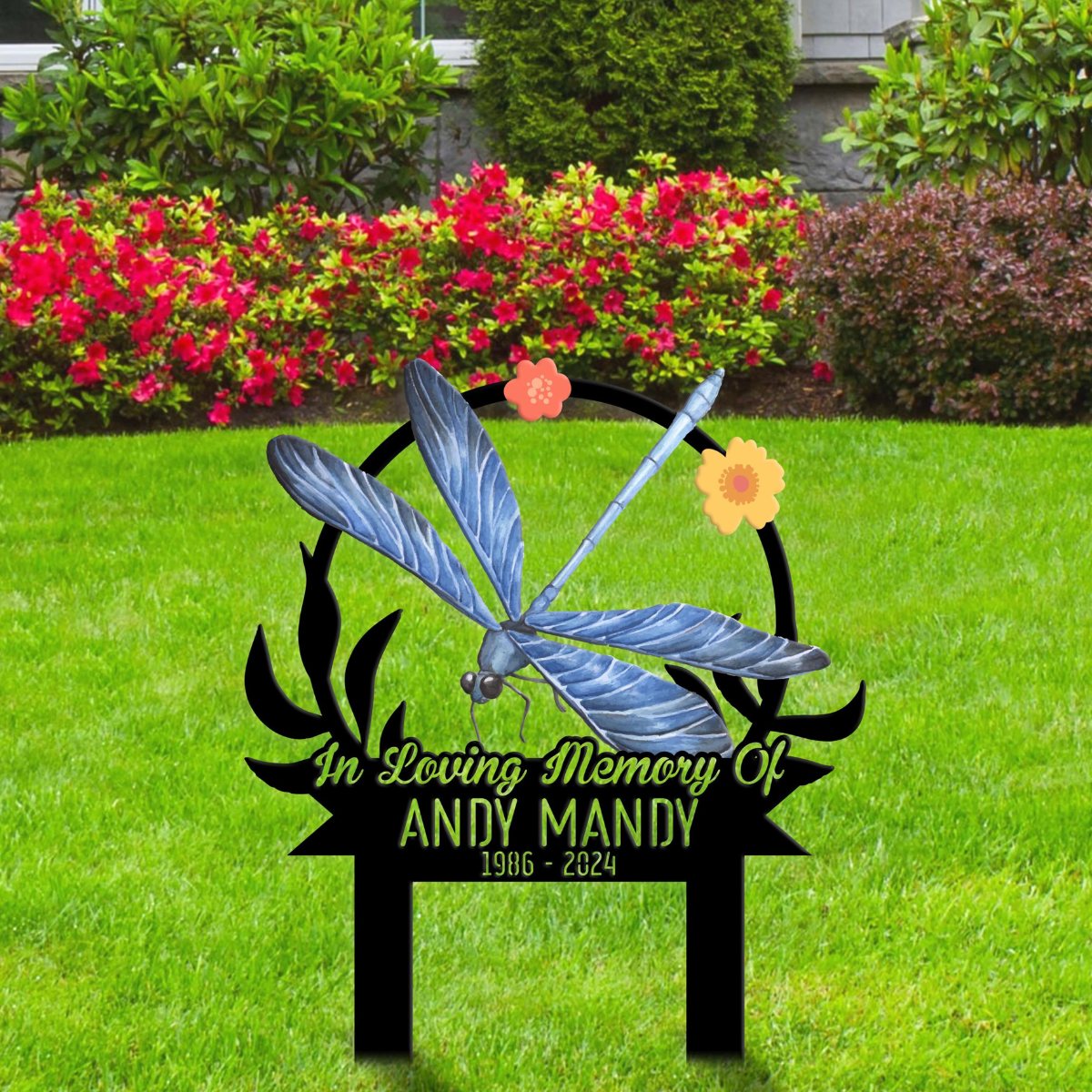 Custom Dragonfly Memorial Stake, Personalized Mom Loss Dragonfly Garden Memorial Plaque, Memorial Plaque, Cemetery Stake, Remembrance Gift