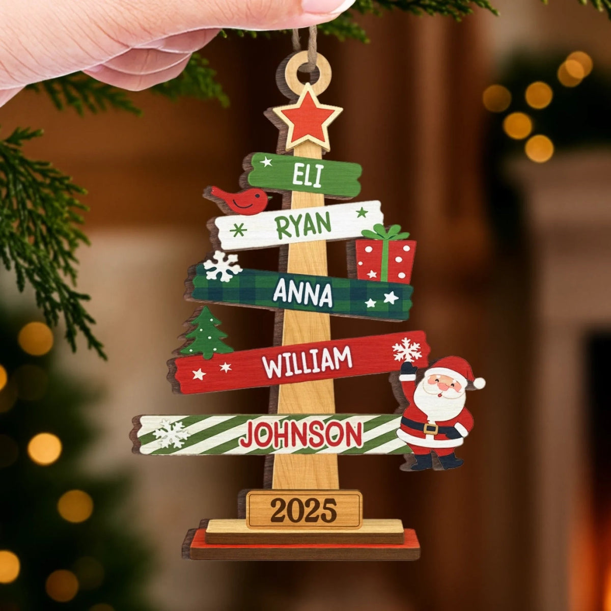 Our Family Christmas Tree - Personalized Layered Wooden Ornament - Christmas Gift For Family, Keepsake Ornament