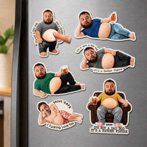 Funny Daddy Face Squishy Belly Fridge Magnet, Personalized Father's Day Gift For Husband, Custom Dad Photo Magnet, Gift From Son Daughter