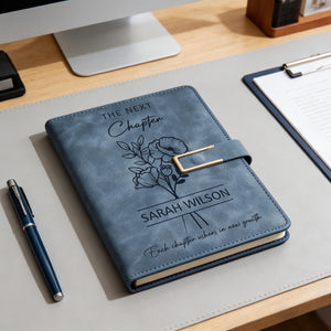 The Next Chapter Journal, Custom Leather Notebook Set with Pen, University Graduation Gift, Class of 2026 Keepsake, High School