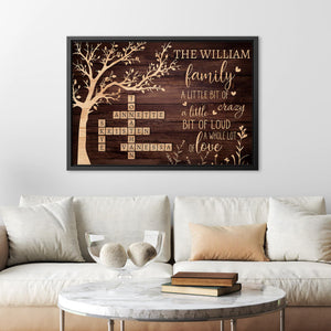 Personalized Family Crossword Sign, Custom Family Name Canvas, Scrabble Family Wall Art, Family Tree Wall Decor, Housewarming Gift