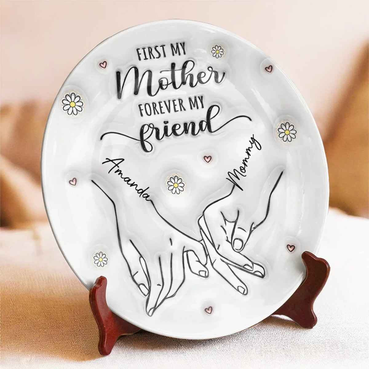 First My Mother Forever My Friend - Personalized Ceramic Plate - Mother's Day, Gift For Mom