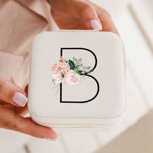 Personalized Floral Initial - Custom Square Jewelry Box - Gift For Her, Bridesmaid Gifts, Memorial Gifts