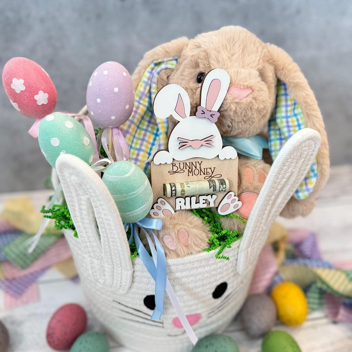 Personalized Easter Bunny Money Card, Kids Easter Basket Gift, Easter Money Card, Easter Money Holder, Easter Basket Stuffers