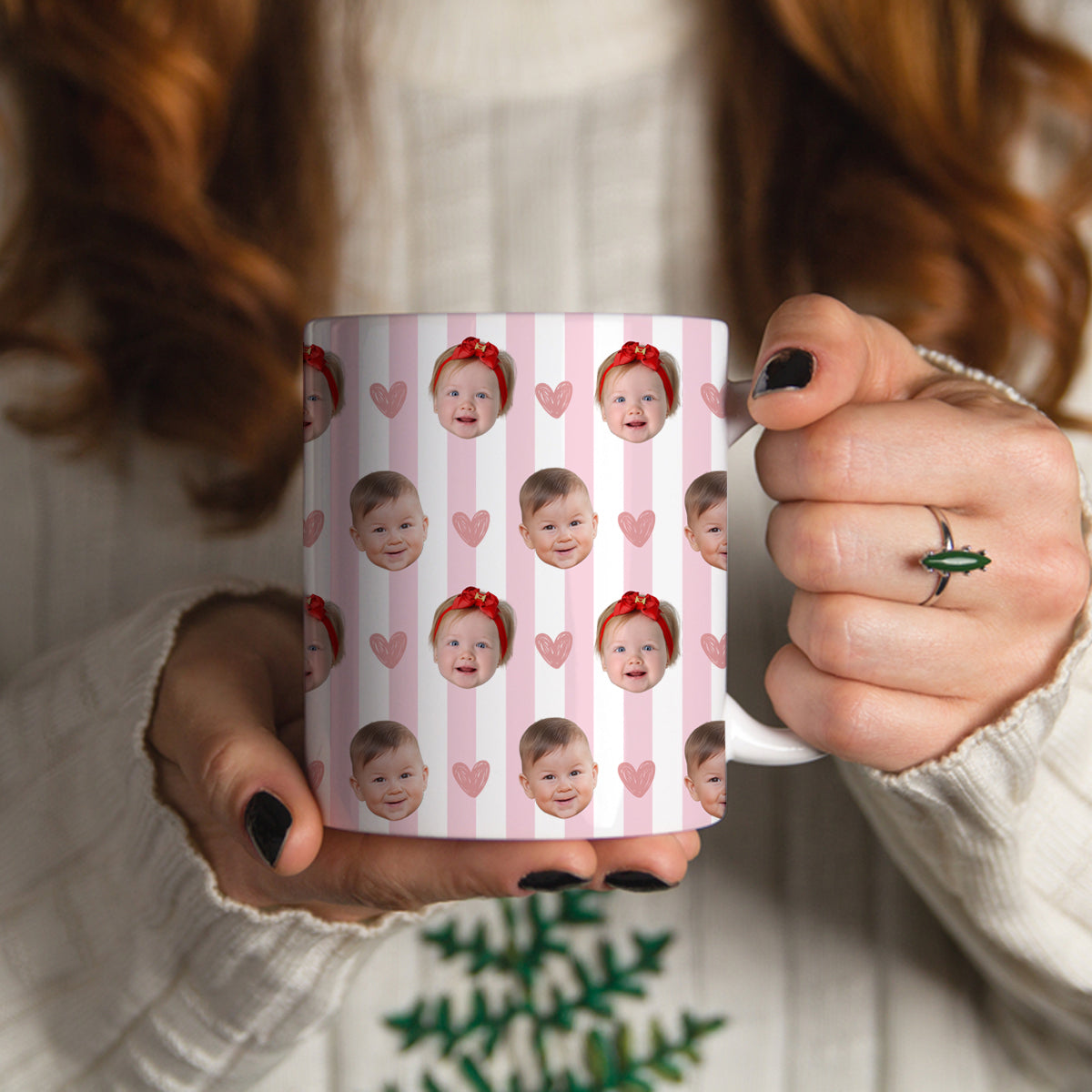Baby Face Striped Cup - Funny Gift Keepsake Mug For Family
