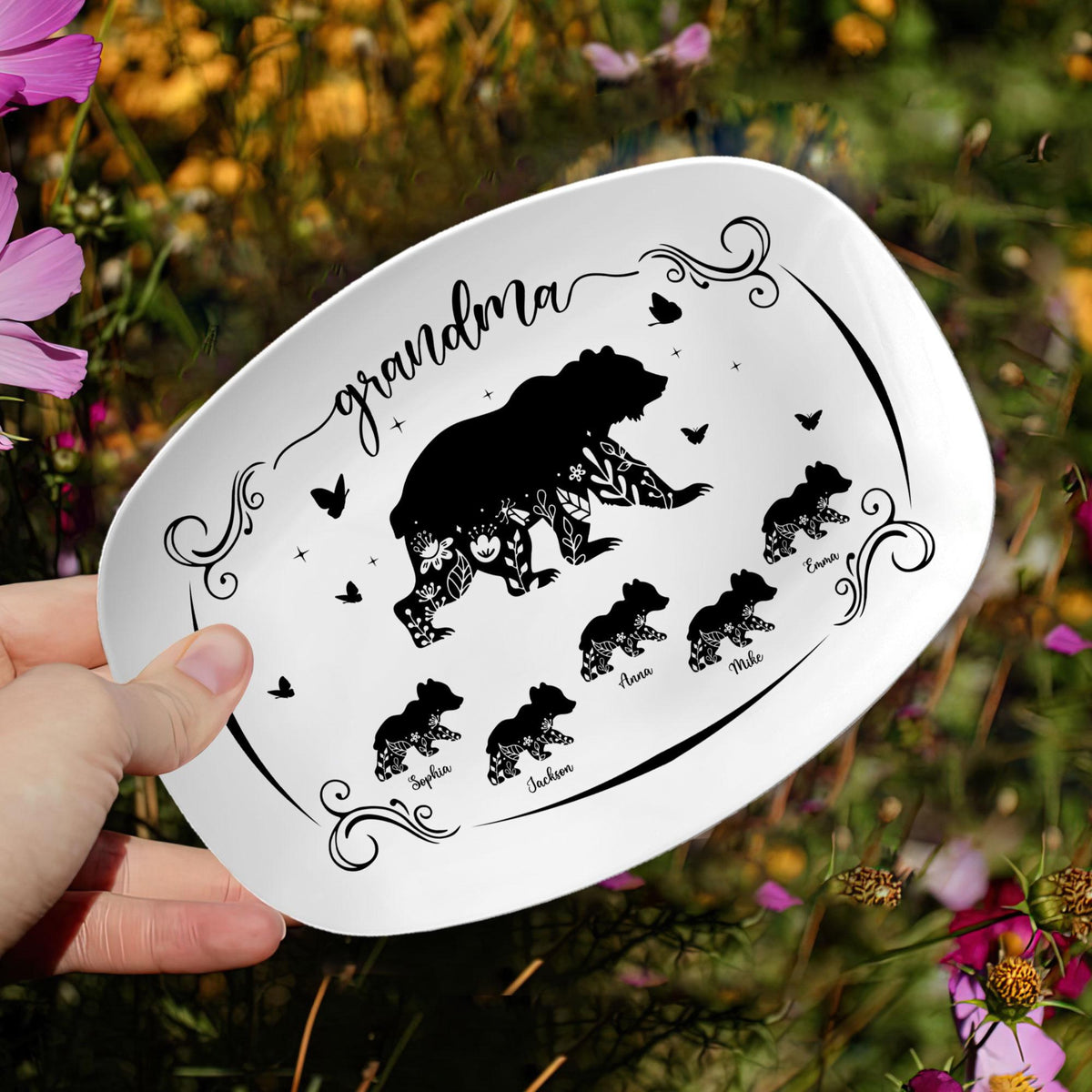 Personalized Mama Bear Platter, Custom Bear Family Plate With Grandkids Names, Mom Coffee Mug, Mothers Day Gift for Mom, Grandma