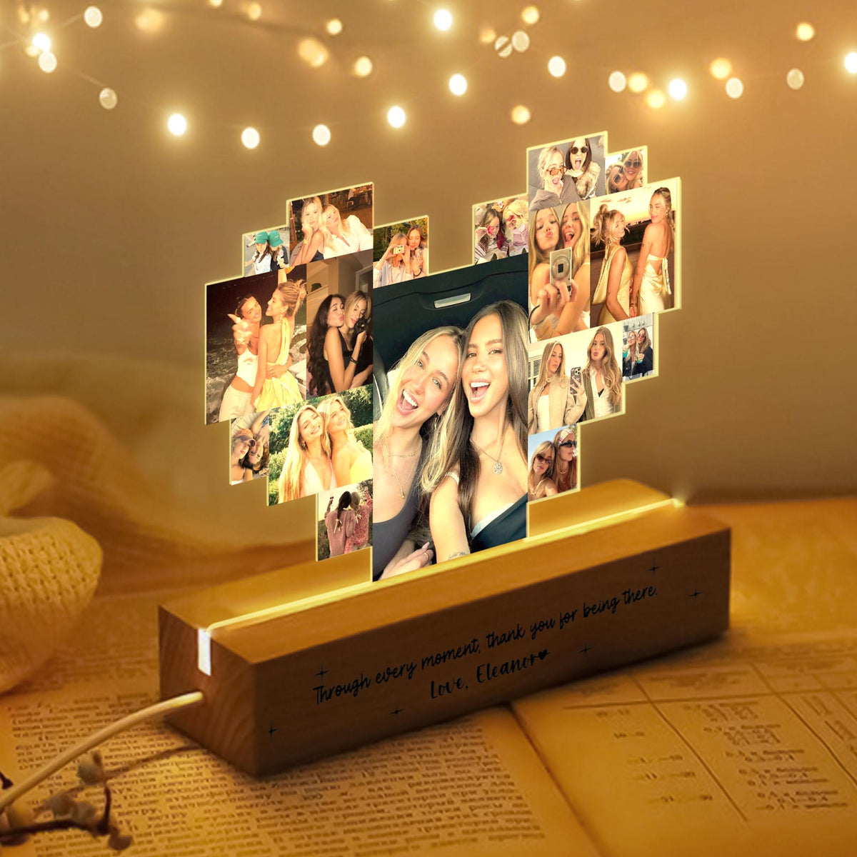 Custom Bestie Photo Collage Night Light, Custom Friendship Photo Collage, Birthday Gift For Best Friend, BFF Birthday, Gift For Soul Sister