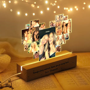 Custom Bestie Photo Collage Night Light, Custom Friendship Photo Collage, Birthday Gift For Best Friend, BFF Birthday, Gift For Soul Sister
