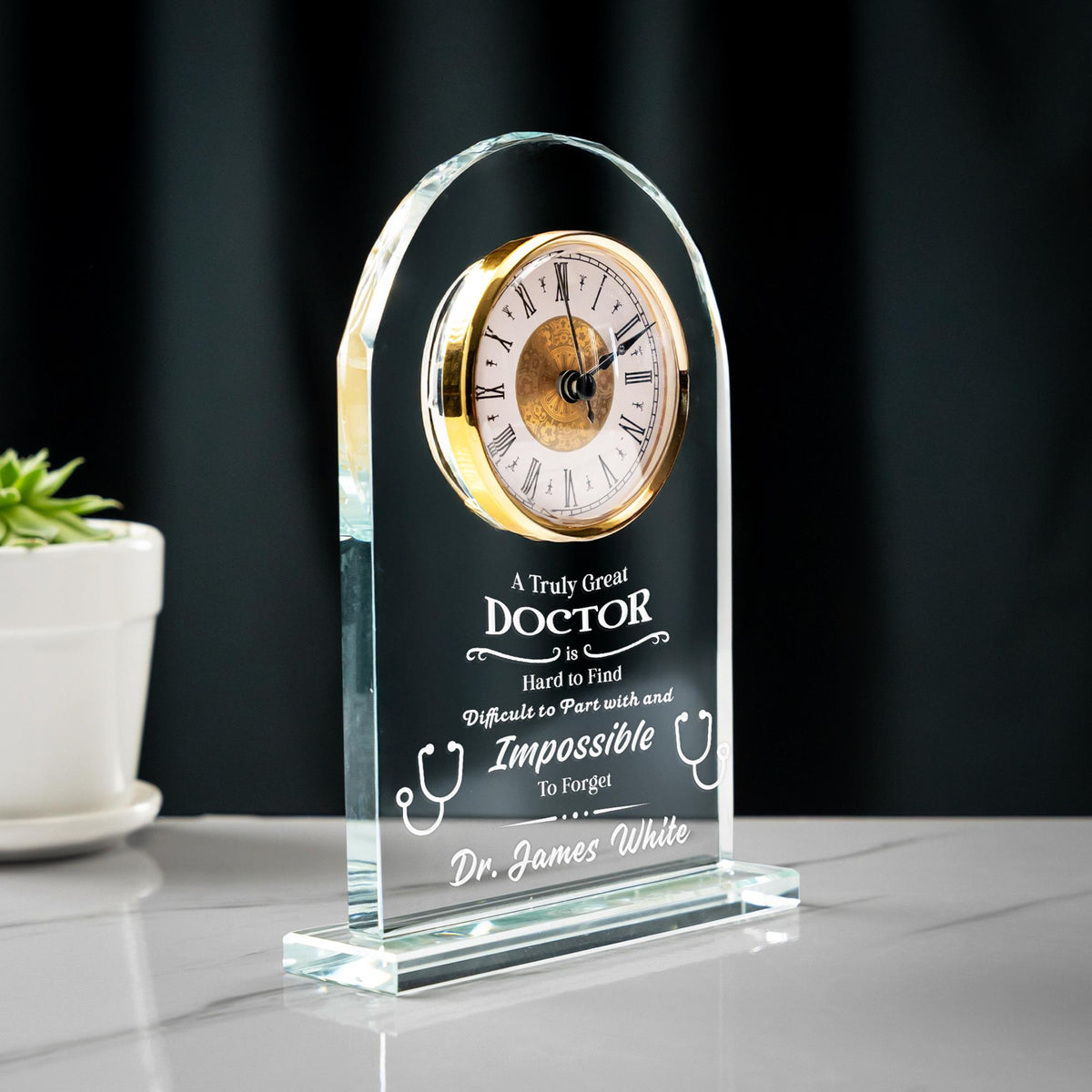 Doctor Appreciation Acrylic Desk Clocks - Personalized Acrylic Desk Clock for Doctor - Thank You Gift for Doctor