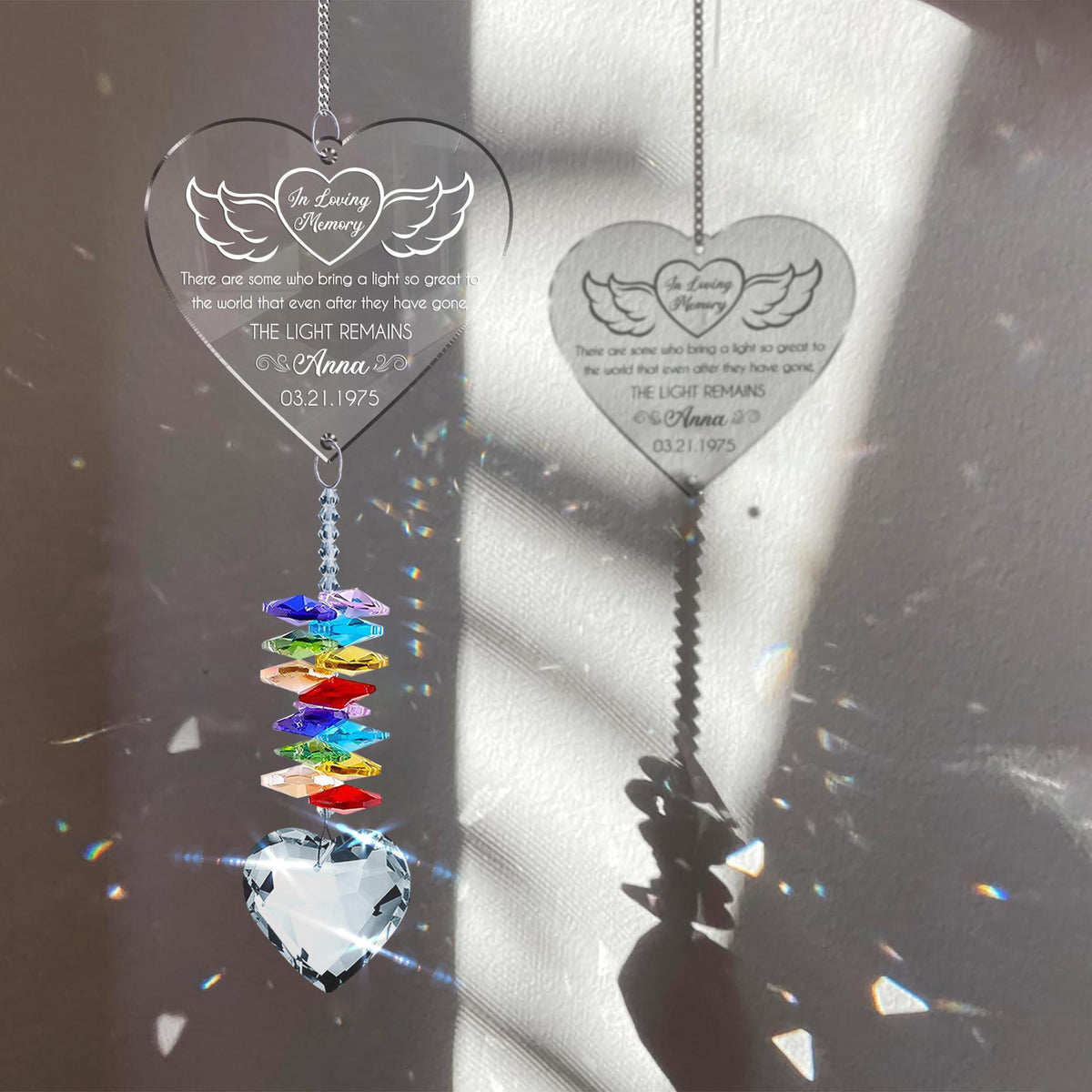 The Light Remains Suncatcher, Memorial Crystal Suncatcher, Sympathy Gift for Loss of Mom Grandma Dad Grandpa, Those we love don't go away