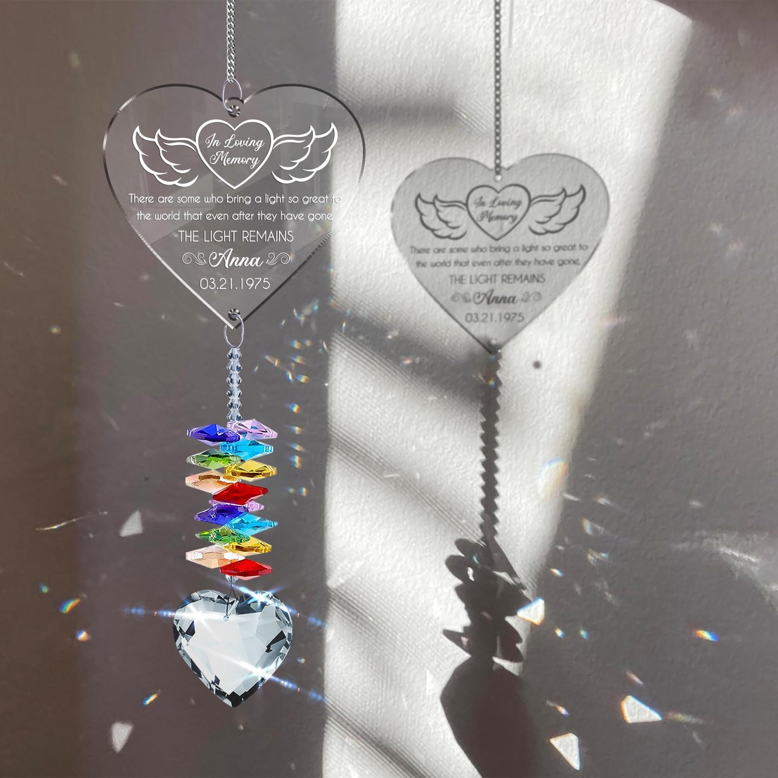 The Light Remains Suncatcher, Memorial Crystal Suncatcher, Sympathy Gift for Loss of Mom Grandma Dad Grandpa, Those we love don't go away