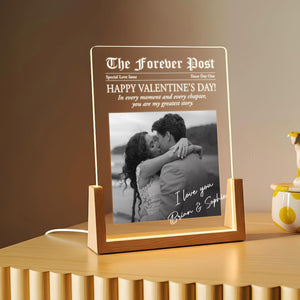 The Forever Posts Valentine Newspaper LED Lamp Personalized Photo Love Story Gift for Couples