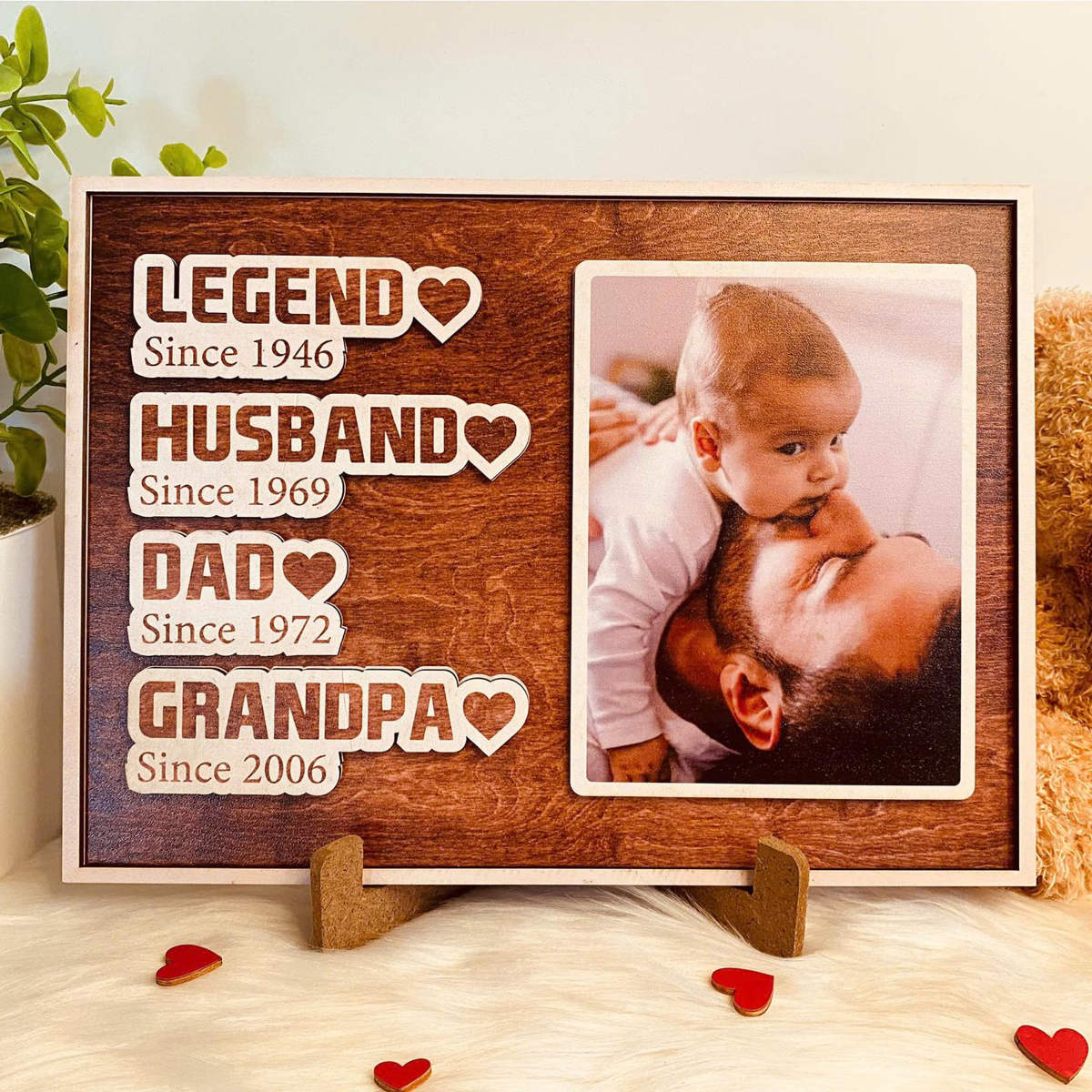 Personalized Legend Husband Dad Grandpa Sign, Wooden Sign For Papa, Custom Photo Wood Sign, Dad Sign, Father's Day 2025 Gift